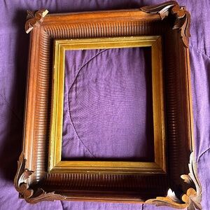 Antique ornate carved oak frame